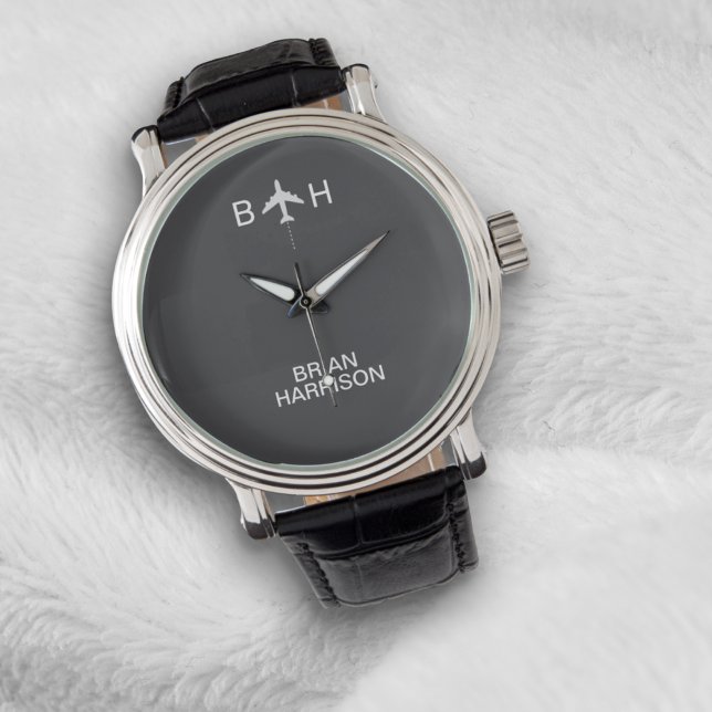 Montre de pilote moderne avion Monogramme Gris (Créateur téléchargé)