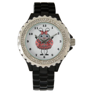 Montre de poignet des femmes de Ladybug Rhinestone