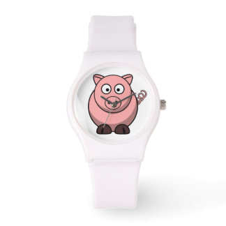 Montre de porc rose