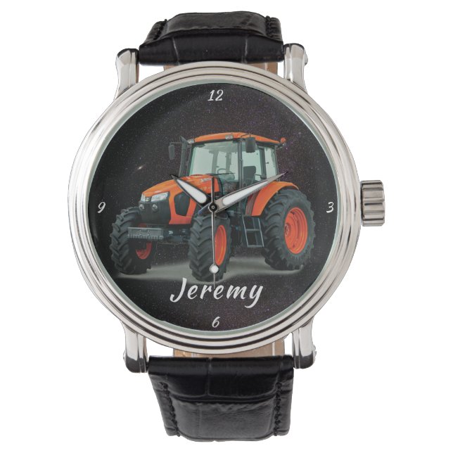 Montre de tracteur orange moderne (devant)