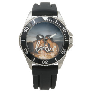 Montre de typographie à arc moderne pour couple av