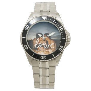 Montre de typographie à arc moderne pour couple av