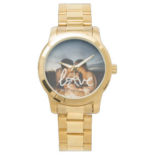 Montre de typographie à arc moderne pour couple av