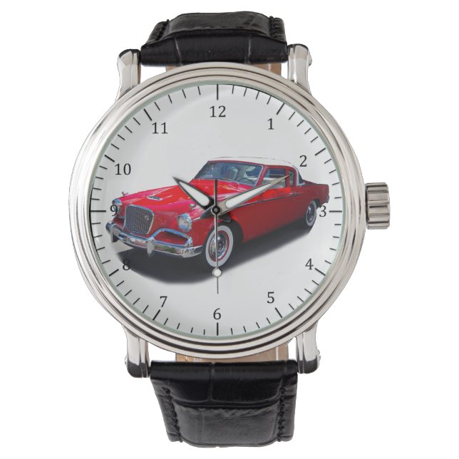 Montre de voiture classique rouge 1956 (devant)