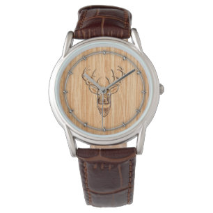 Montre Décor en bois Buck Deer Head