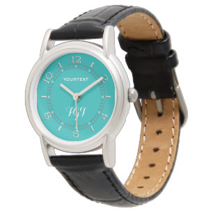 Montre Décor Peacock Turquoise Monogramme personnalisé