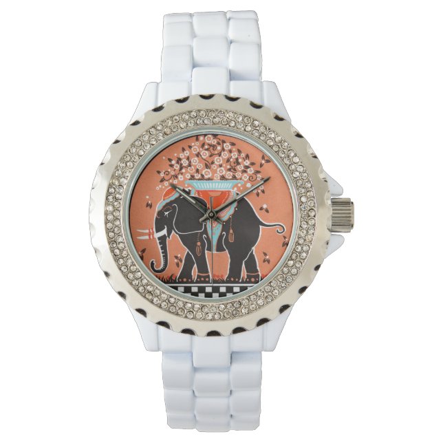 Montre Défilé d'éléphants en orange (devant)