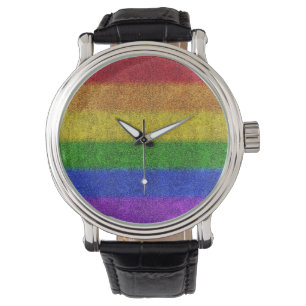 Montre Dégradé de la Parties scintillant arc-en-ciel tomb