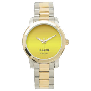 Montre dégradé d'or de nom personnalisé