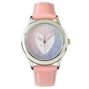 Montre Dégradé Pastel + impression directe coeur personna