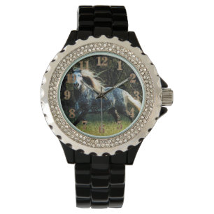 Montre d'émail de noir de la fausse pierre des