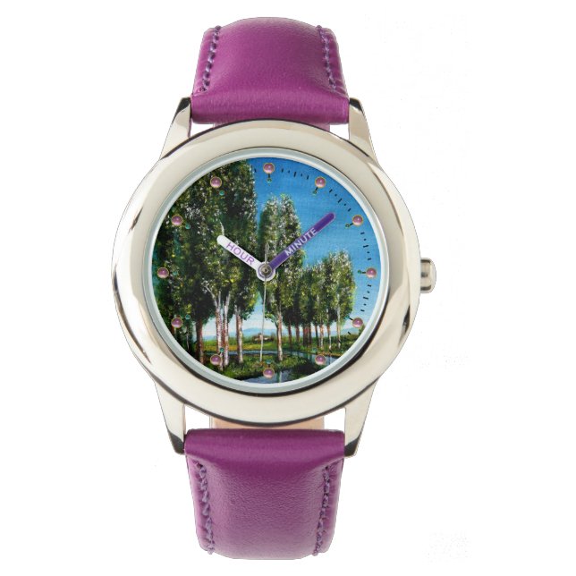 MONTRE DES ARBRES À OISEAUX DANS LE PAYSAGE TOSCANE (devant)