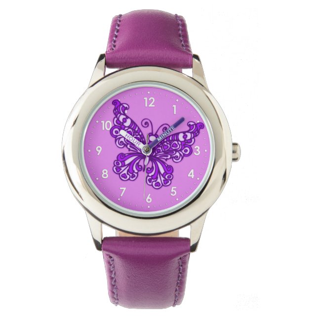 Montre des filles numérotées de papillon (devant)