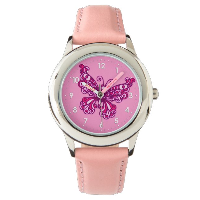 Montre des filles numérotées de papillon (devant)