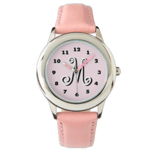 Montre Des filles roses monogramme de lettre personnali