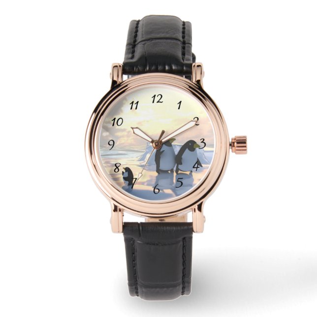 Montre des pingouins qui refroidissent sur une banquise (Recto)