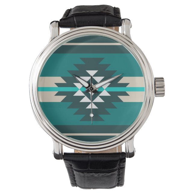 Montre Design aztèque en couleur turquoise (devant)
