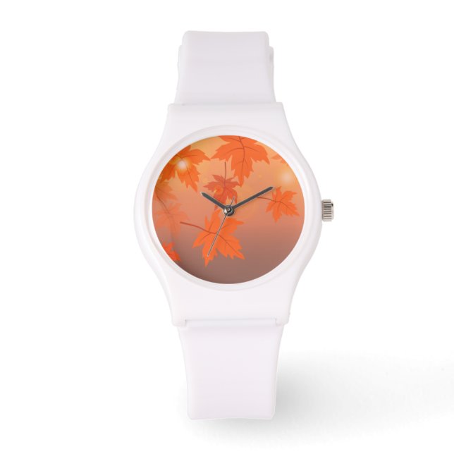 Montre Design d'automne avec feuilles d'érable et effet b (Recto)
