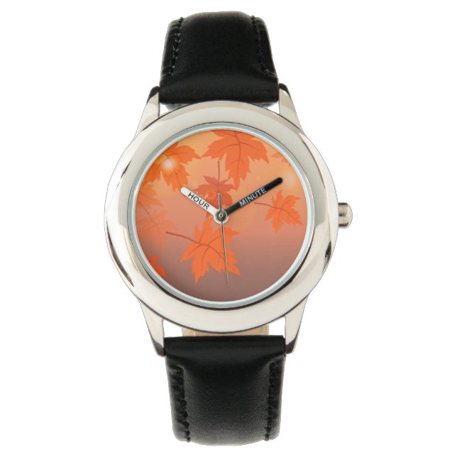 Montre Design d'automne avec feuilles d'érable et effet b (devant)