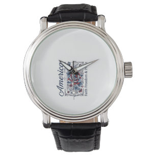 Montre Design de chemise vintage florale America patrioti