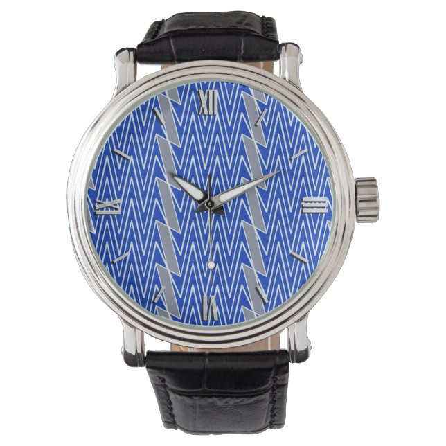 Montre Design de chevrons bleu et gris (devant)