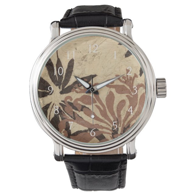 Montre Design de crayon floral avec Feuilles tawny (devant)