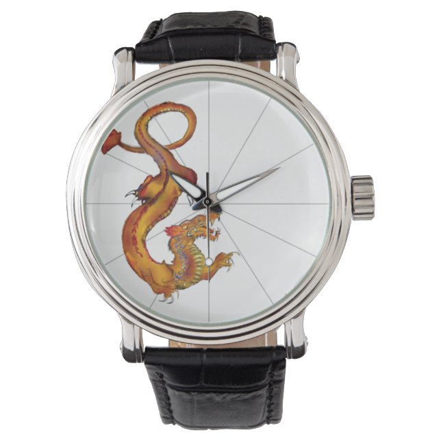 Montre Design Dragon japonais couleur de l'eau (devant)