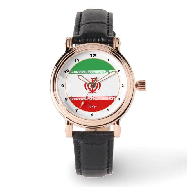 Montre Design Iranien Drapeau & Iran mode tendance (Recto)