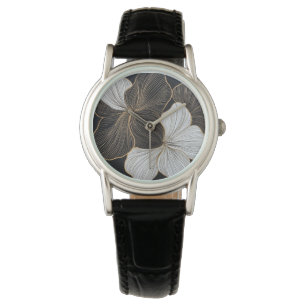 Montre Design moderne avec Arrière - plan simple à fleurs