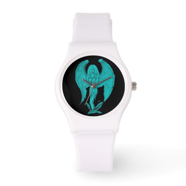 Montre Design noir et vert Angel (Recto)