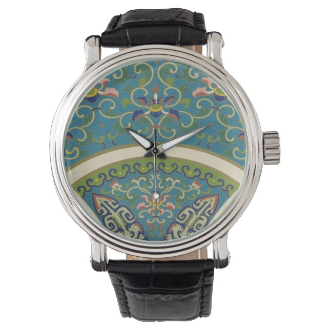 Montre Designs orientaux bleus avec facettes souriantes (devant)