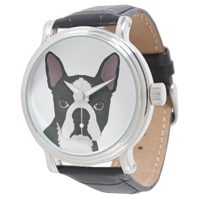 Montre dessin animé de boston terrier (Incliné)
