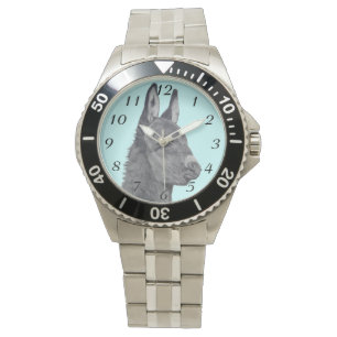 Montre dessin au crayon noir et blanc d'âne mignon