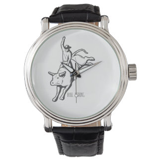 Montre Dessin au trait d'action de cavalier de taureau de