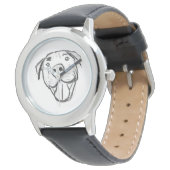 Montre dessin de bulle simple amoureux de les chiens noir (Incliné)