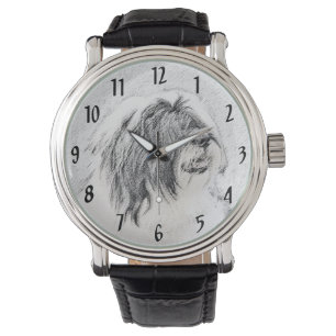 Montre Dessin de collie à oreilles - Joli art original de