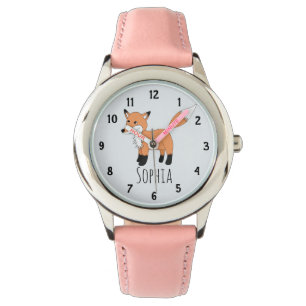 Montre Dessin de Girls Cute Woodland Fox et nom Kids