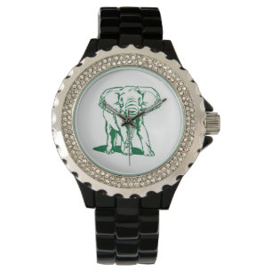 Montre Dessin de la ligne d'éléphant vert de la Chasseur 