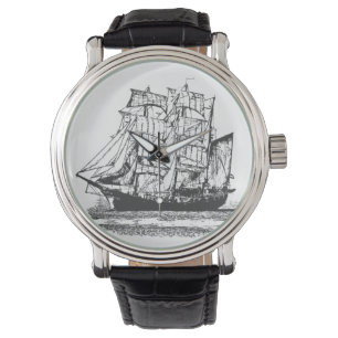 Montre Dessin de ligne Voilier Windjammer Nautique