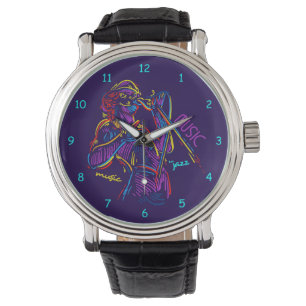 Montre Dessin de Neon Abstrait de Jazz Music