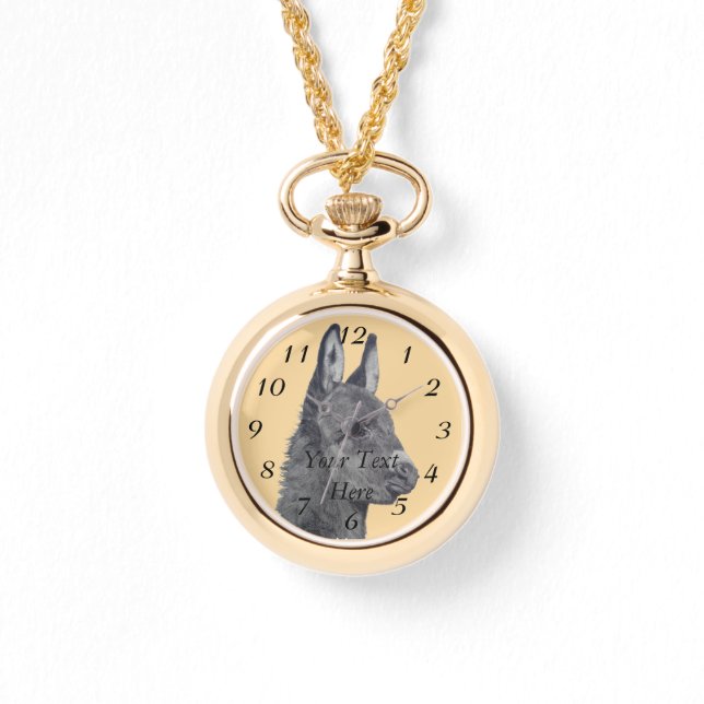 Montre dessin en noir et blanc de l'âne mignon (Recto)