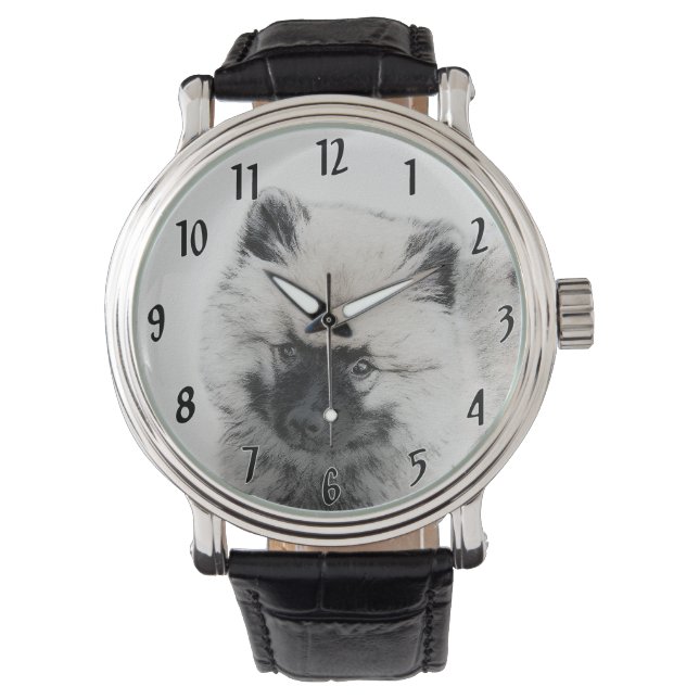 Montre Dessin Keeshond Chiot - Joli dessin original Chien (devant)