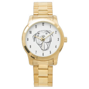 Montre dessin pitbull simple amoureux des chiens noir bla
