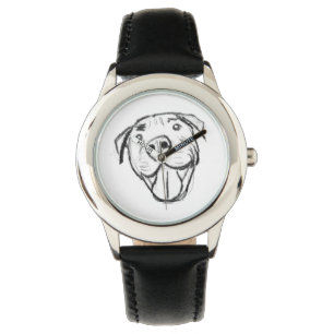 Montre dessin pitbull simple amoureux des chiens noir bla