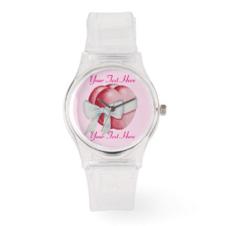 Montre deux cœurs romantiques noués avec un ruban blanc