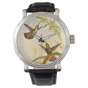 Montre Deux colibris colorés visant pour la même fleur