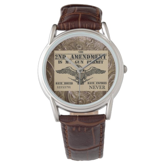 MONTRE DEUXIÈME AMENDEMENT PERMIS D'ARMES À FEU 2 WATT (devant)