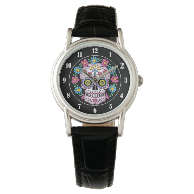 Montre Dia de los Muertos Crâne à sucre (devant)