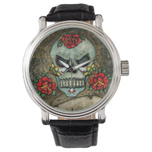 Montre Dia De Los Muertos Rose Crâne à sucre