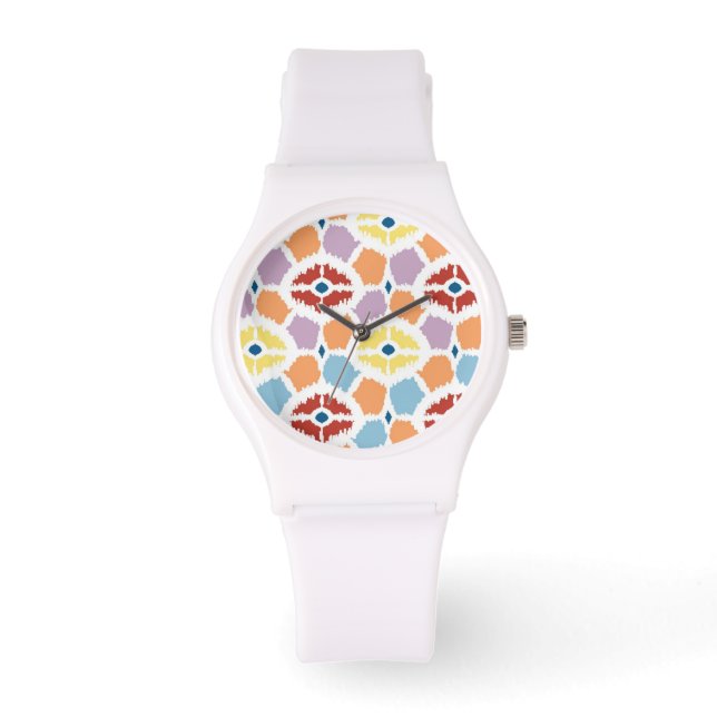 Montre Diamants colorés ikat géométrique (Recto)